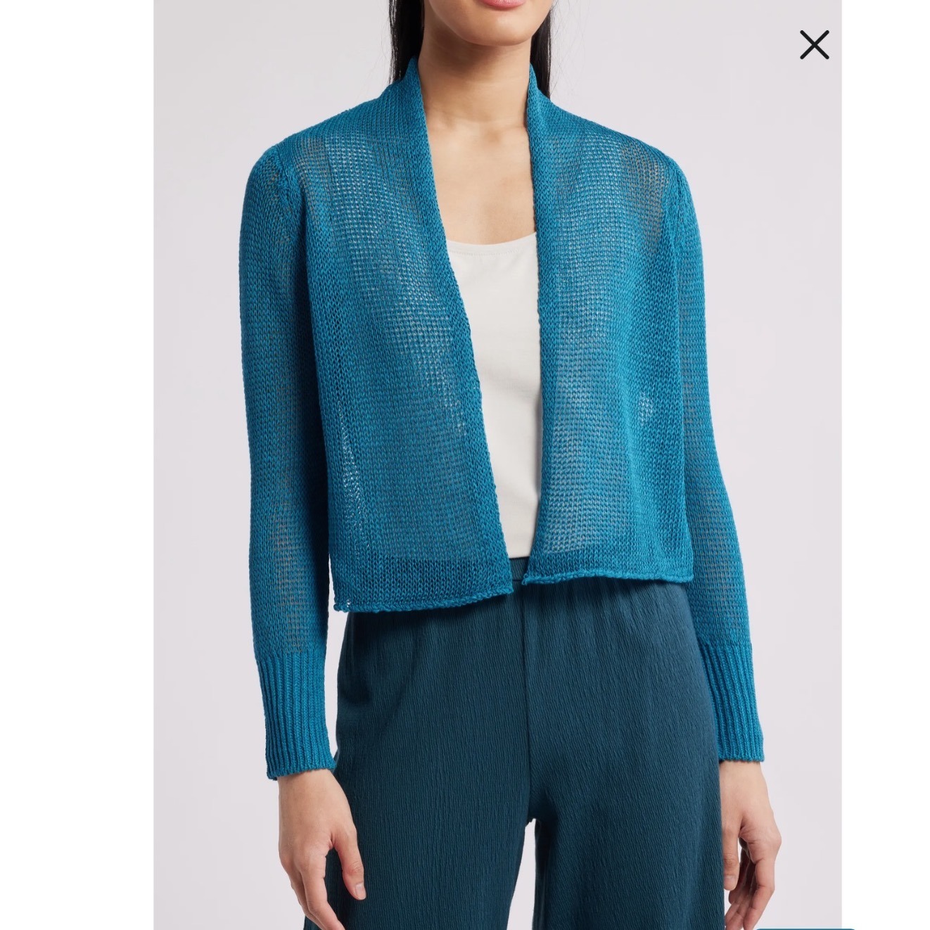 Eileen Fisher Organic Linen Blend Open Knit Dragonfly Cardigan Xl New
